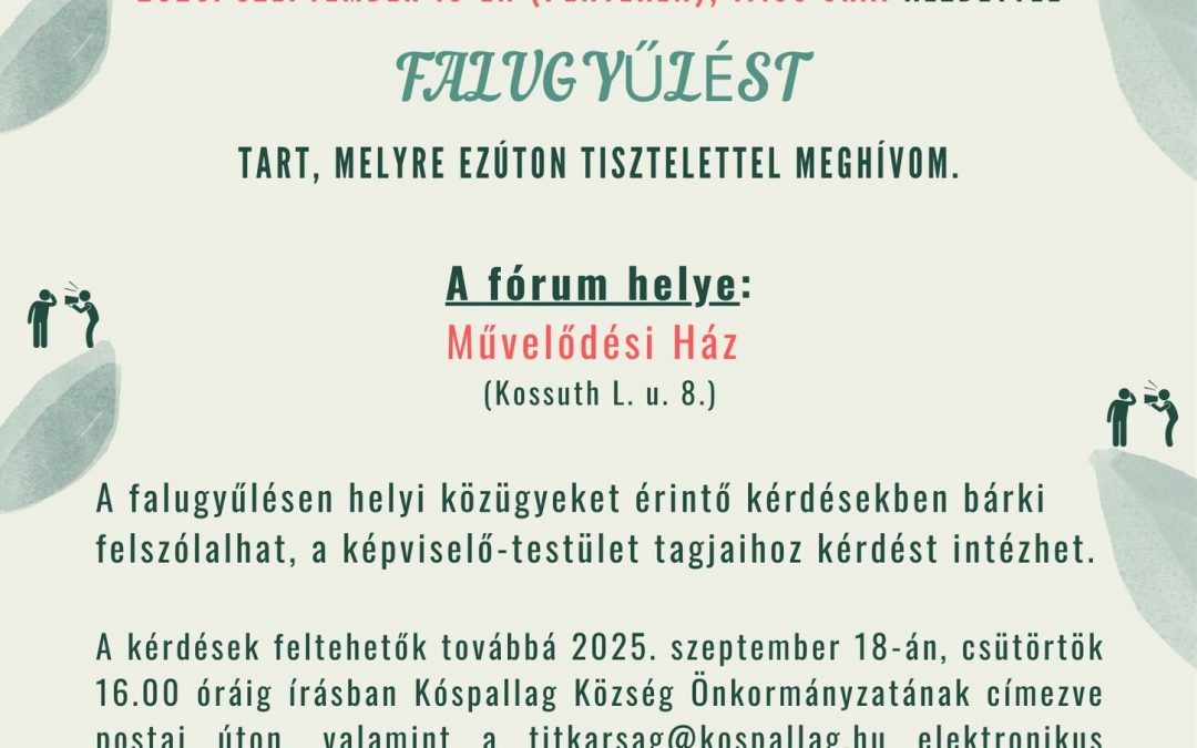 Lakossági Fórum – Falugyűlés