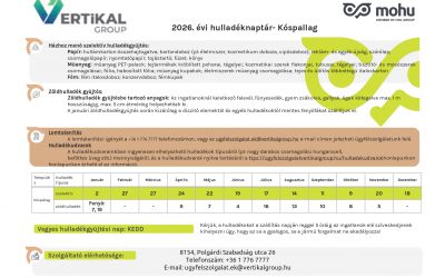 2026. évi hulladéknaptár- Kóspallag